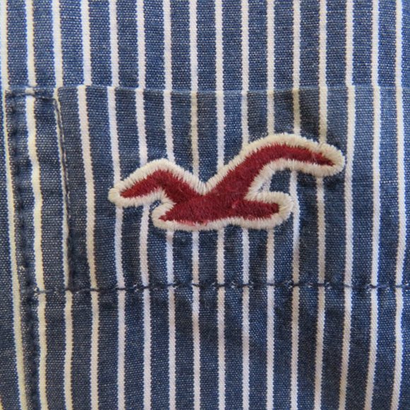 Hollister* Men's Long Sleeve Button Down Curved Hem Stripe Dress Shirt~ Size XL - Picture 5 of 13